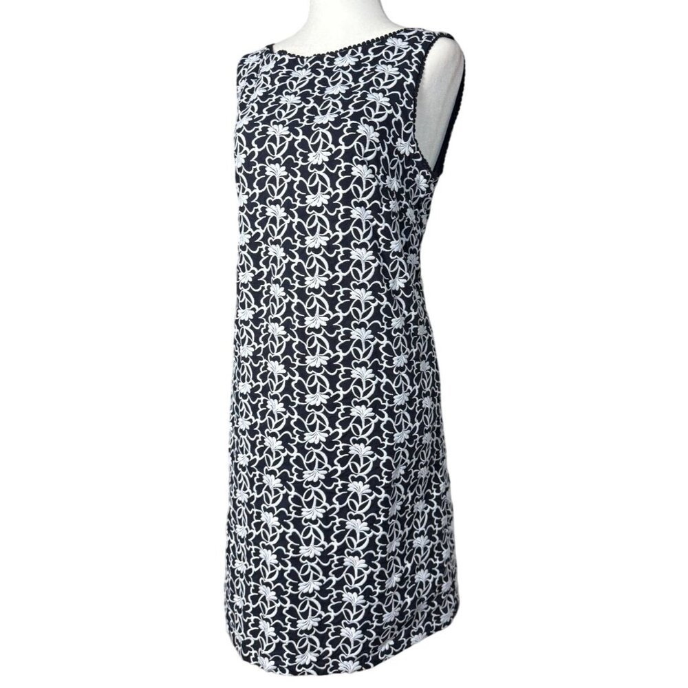 NWOT Ann Taylor Womens Dress Size 8 Sleeveless Black White Floral Print - Picture 3 of 9